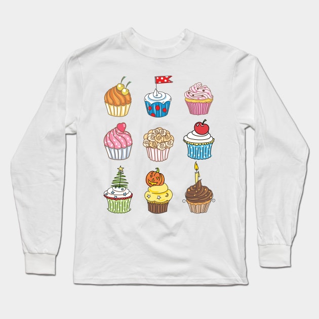 Cupcake Collection Long Sleeve T-Shirt by SWON Design